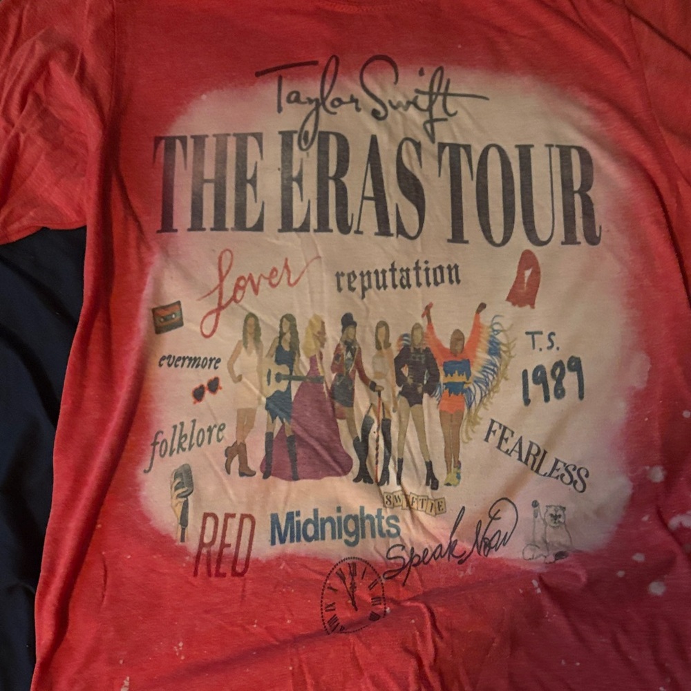 Bleached Taylor Swift The Eras Tour Womens T-Shirt - Red - Picture 4 of 5
